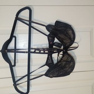 Asos Corset Front Black Lace Lightly Lined Bra - 36C - EUC